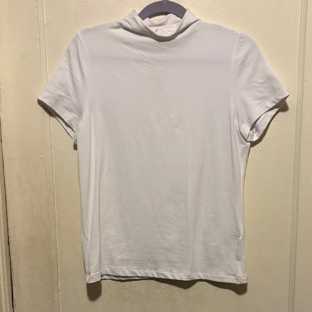 Madewell White Mock Neck Short Sleeve Tee